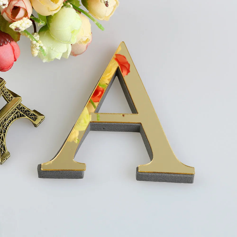 Acrylic Letters Wall Sticker For Name 10/15/20cm English Letter Home Decor Black/Gold/Silver Alphabet Wedding Party Decorations