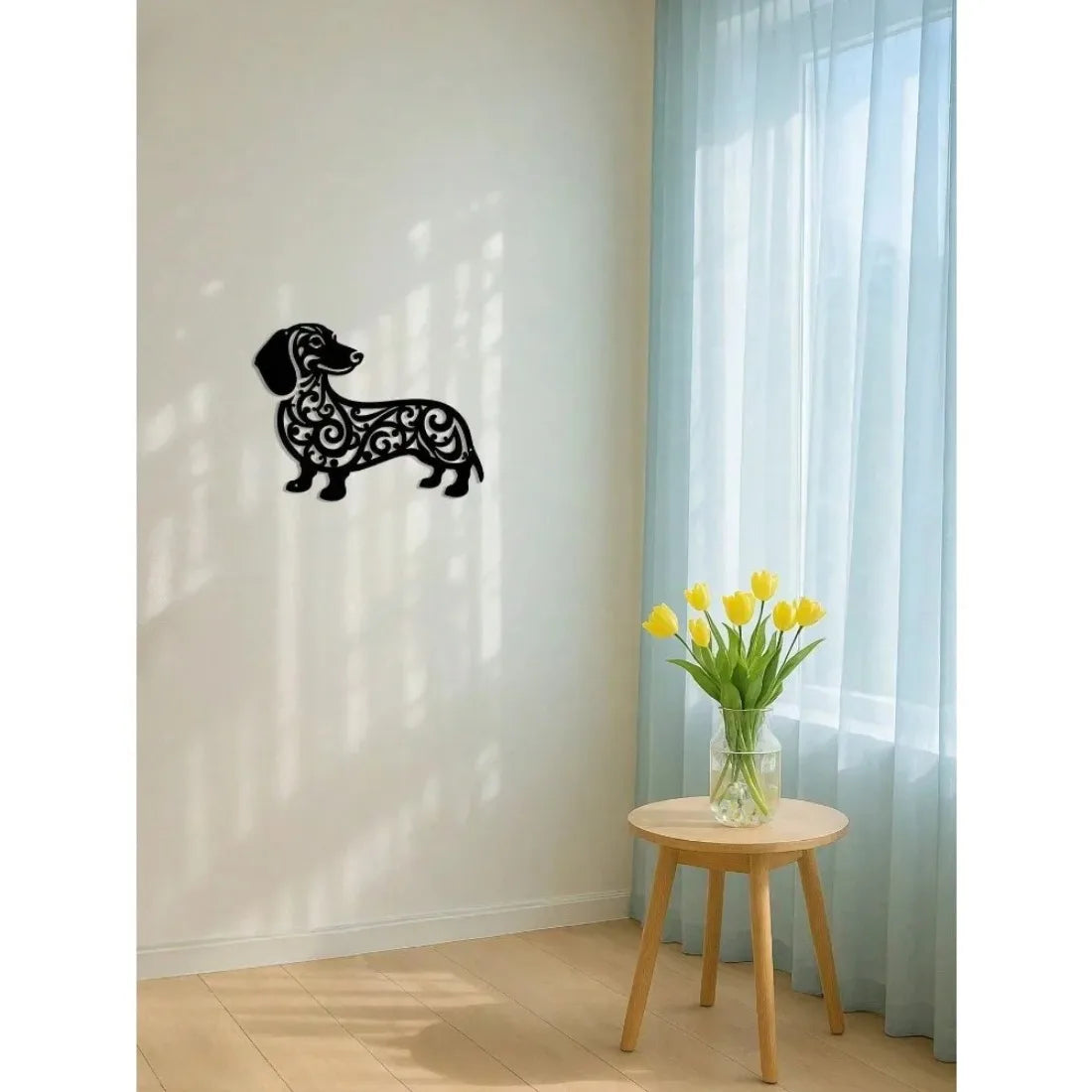 Charming Dachshund Metal Wall Art - Durable Rust-Resistant Decor for Outdoor Spaces & Home Sweet Home