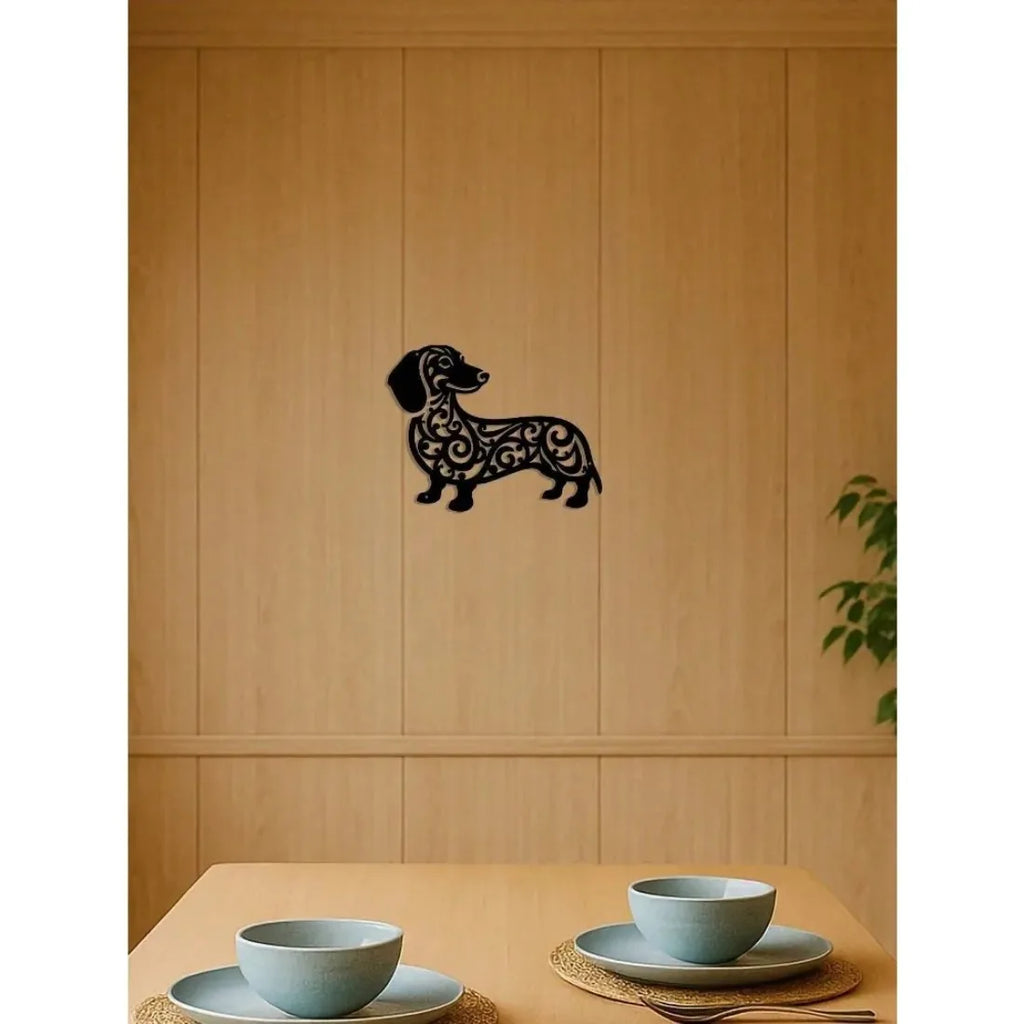 Charming Dachshund Metal Wall Art - Durable Rust-Resistant Decor for Outdoor Spaces & Home Sweet Home