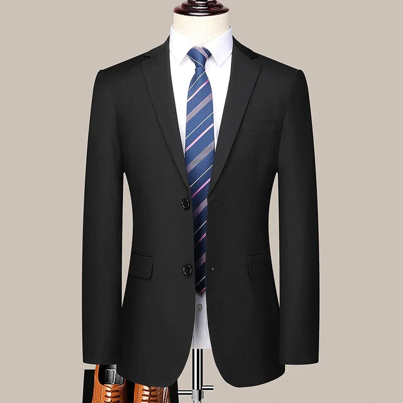 Men's 2026 Slim fit Two button Business Suit Professional Work Formal Two piece Set Trousers Included Multiple Sizes S 6XL