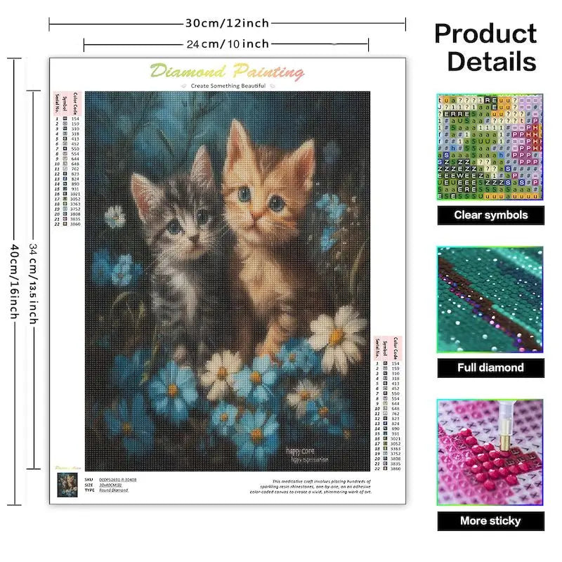 SDOYUNO Diamond Mosaic Cat Diamond Painting Full Square Round Drill Embroidery Animal Bedroom Decoration Unique Gift