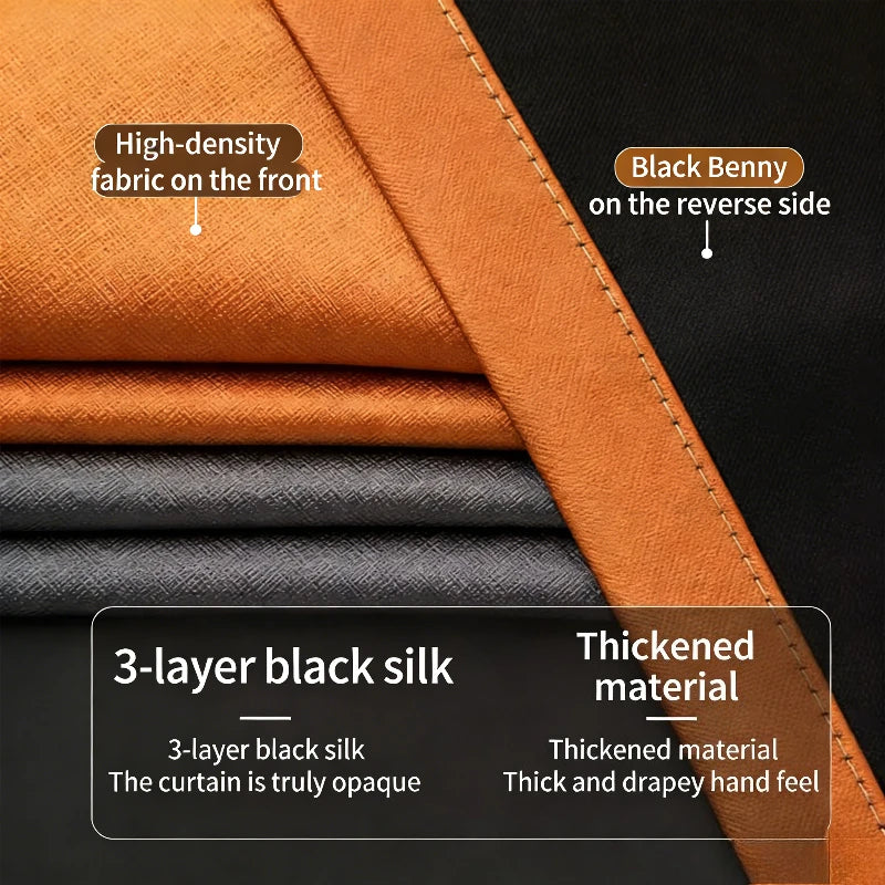 Modern Fashion Blackout Elegant Luxury Orange  Lurtains for Living Dining Room Bedroom Elegant Jacquard Window Decor White Tulle