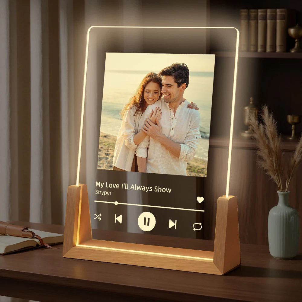 Personalized Photo Music Night Light Custom Portrait Acrylic Lamp with Song Romantic Anniversary Wedding Couples Birthday Gift