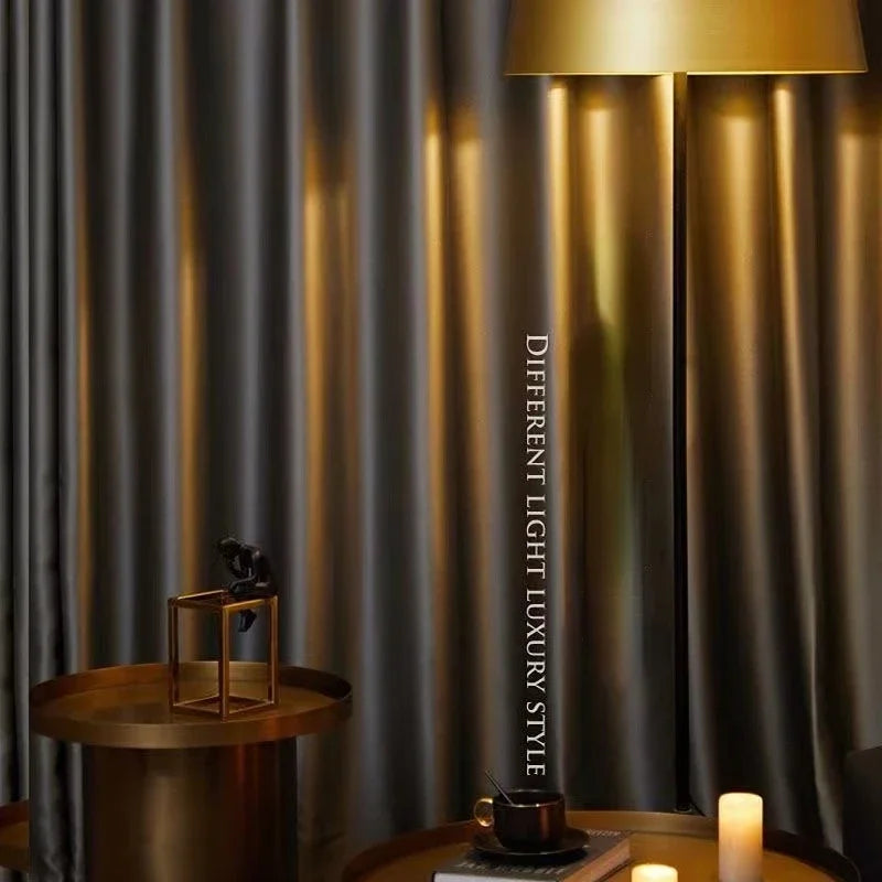 New High Blackout Curtains for Living Dining Room Bedroom Senior Sense Satin Live Room Background Solid Color Textured Custom