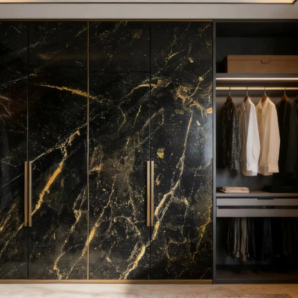 1 Piece Black Marble Patterned Wall Background Wall Stickers Oil and Dirt Resistant Furniture Renovation Self-adhesive Wallpaper