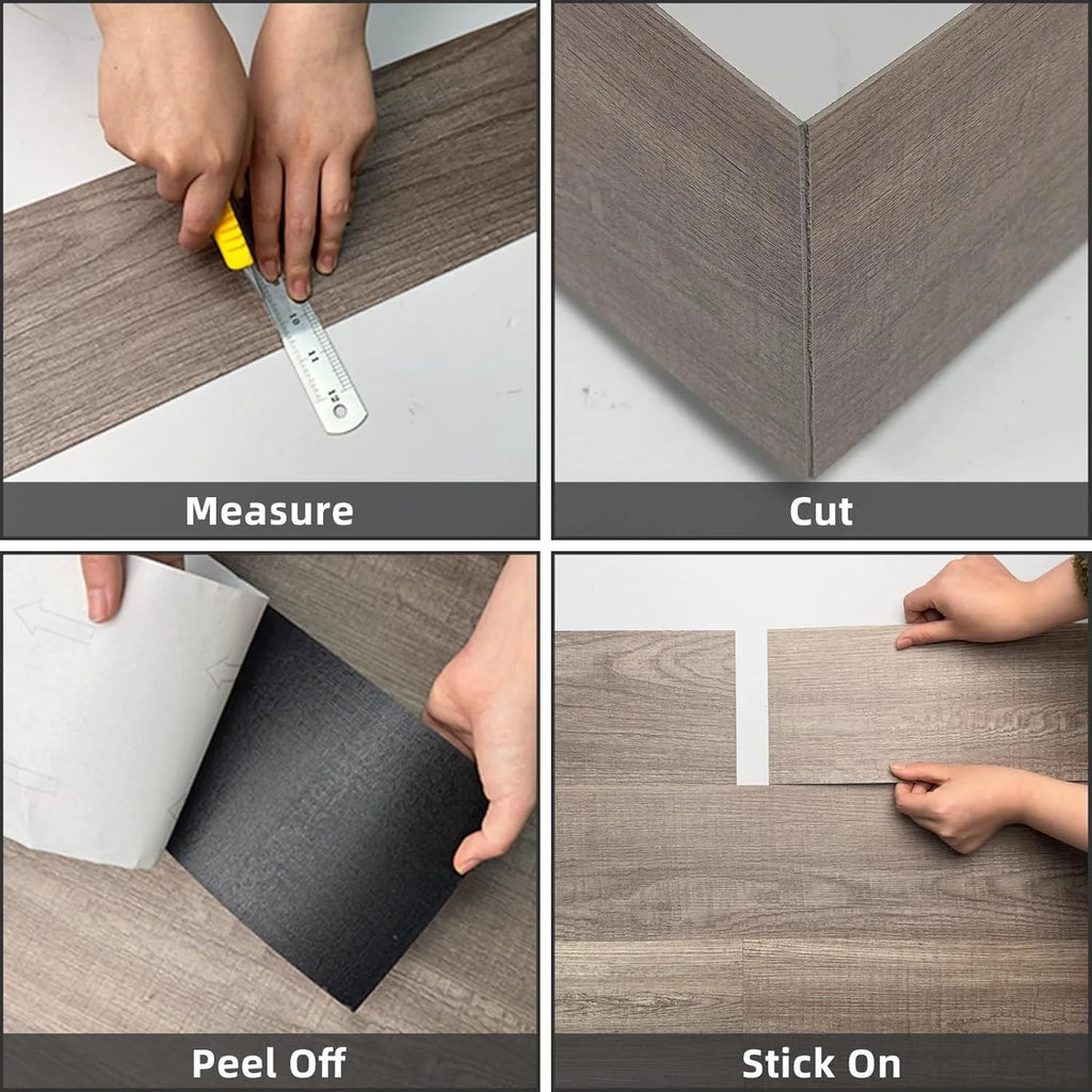 10 pcs 15x40cm wood grain PVC floor tiles, self-adhesive wear-resistant flooring, suitable for bedroom and home decoration