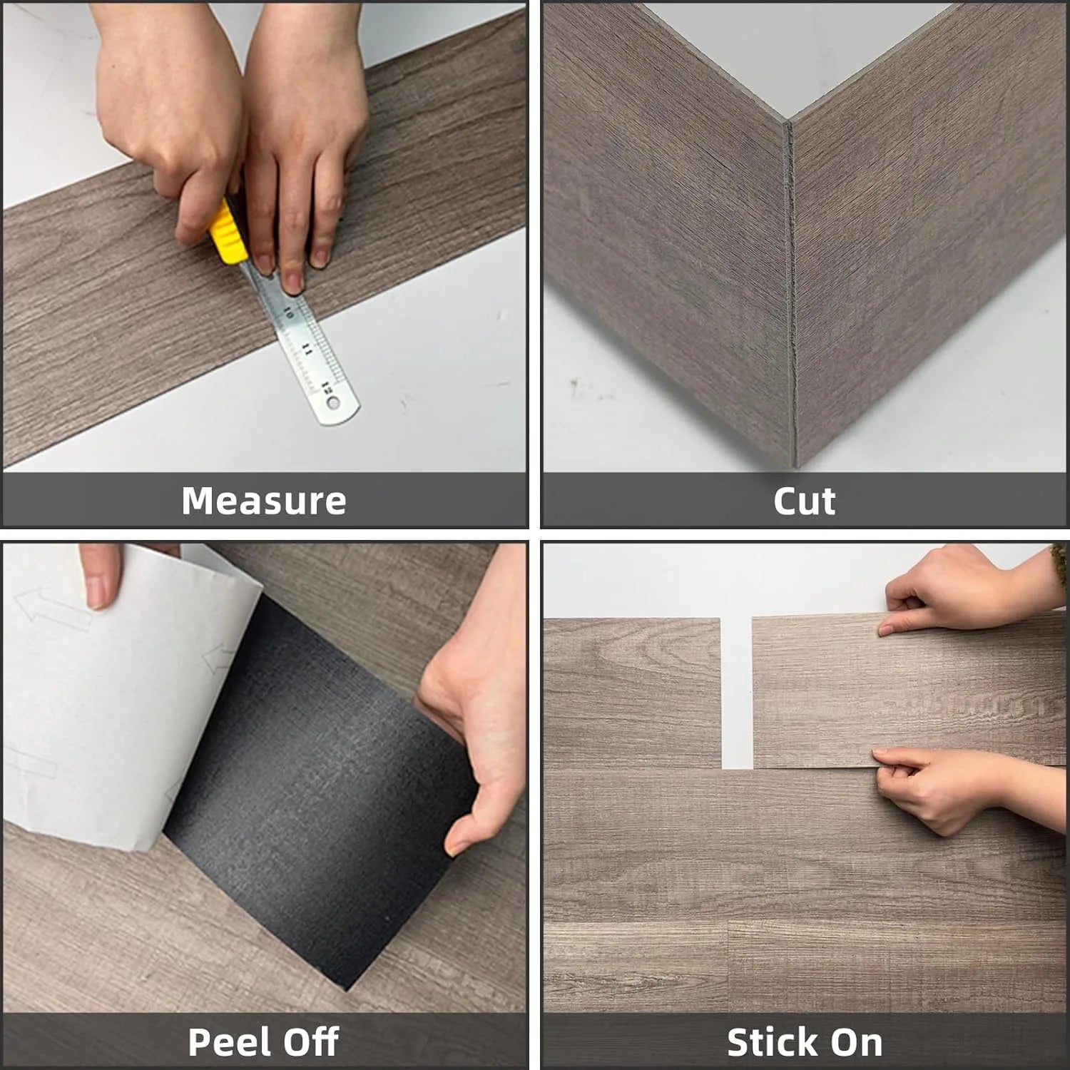 10 pcs 15x40cm wood grain PVC floor tiles, self-adhesive wear-resistant flooring, suitable for bedroom and home decoration
