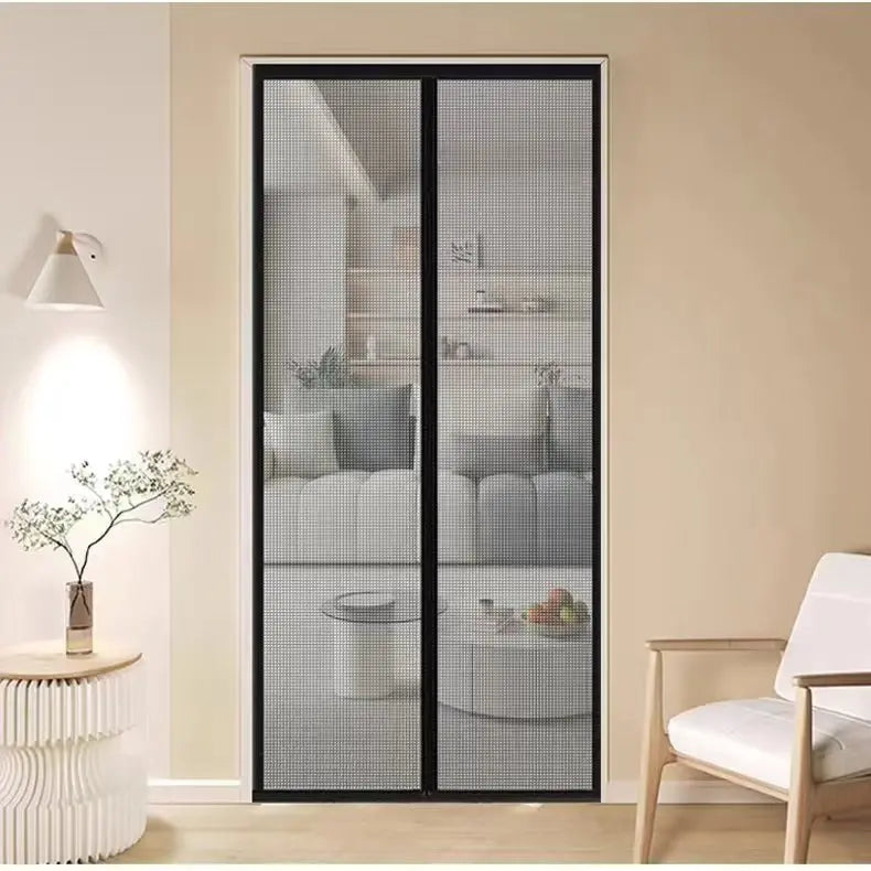 Summer Magnetic Screen Door Fiberglass Mesh Black Magnetic Soft Screen Door Curtain Mosquito-proof Breathable Screen Door