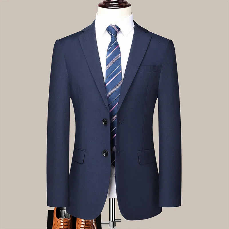 Men's 2026 Slim fit Two button Business Suit Professional Work Formal Two piece Set Trousers Included Multiple Sizes S 6XL