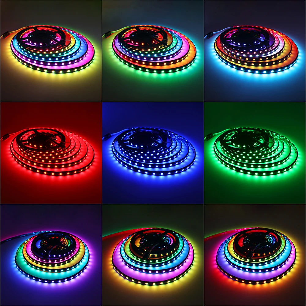 WS2818 Led Lights DC12V WS2818 RGB Led Strip Light Individually Addressable Smart WS2811 Pixels Magic Light Black PCB IP65 Strip