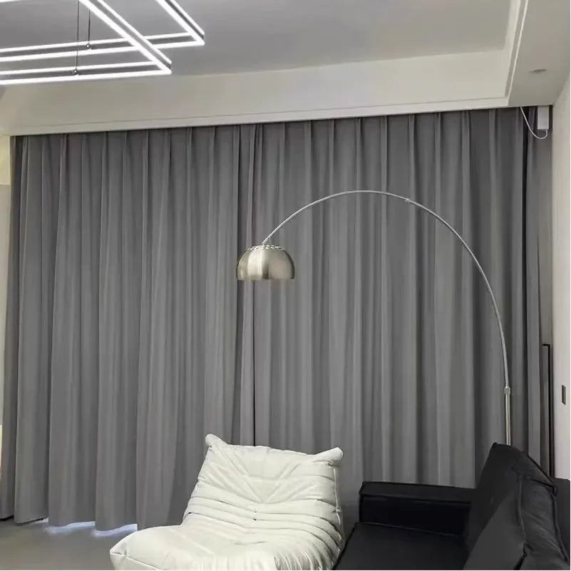 Gray Velvet Curtains Luxury Soft Chenille Blackout for Living Room Bedroom Thermal Insulation Woolen Fabric Elegant Home Decor