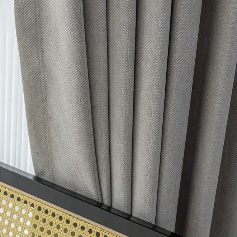 Herringbone Chenille Thick Curtains for Living Dining Room Bedroom New Luxury High Blackout Heavy Elegant Simple Modern Custom