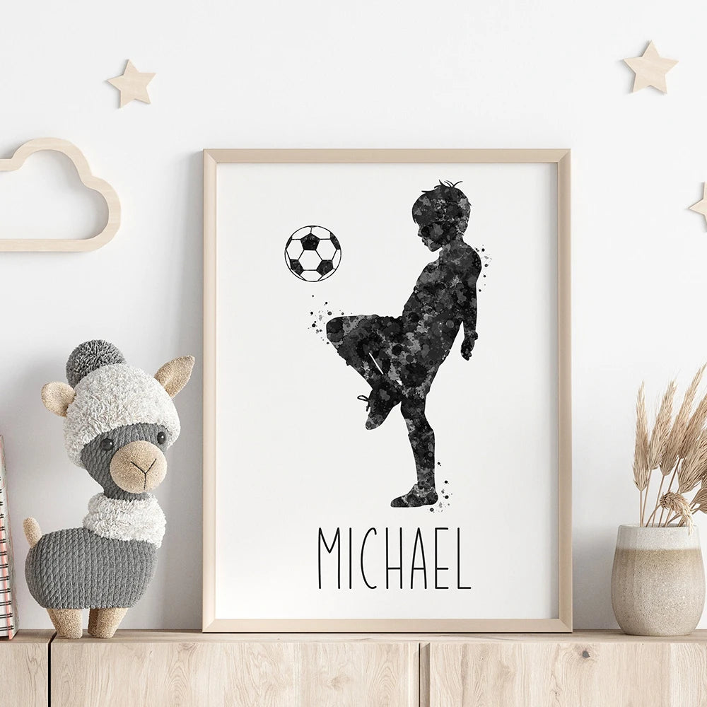 Personalized Soccer Poster Custom Name Soccer Gifts Football Poster Room Decor Personalized Gift For Kids Soccer Wall Art