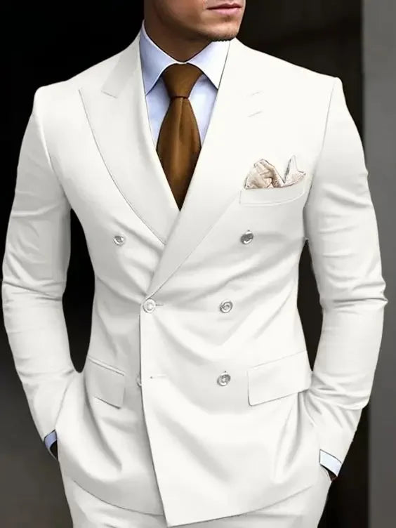 Mint Green Double Breasted Men's Suits Six-buttons 2 Piece Set Blazer Pant Custom Made Wedding Tuxedos Male Prom Party Suits