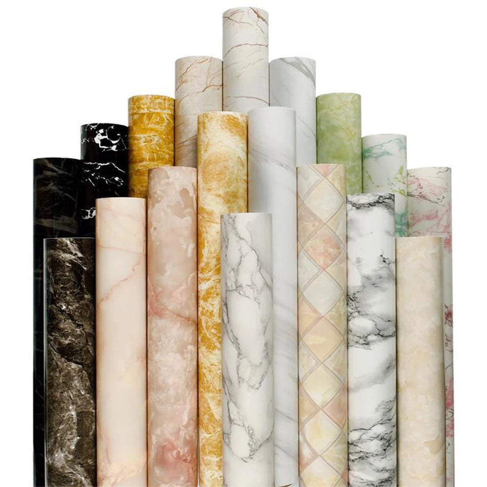 Pvc Marble Kitchen Oil-Proof Film Stove Waterproof Self-Adhesive Wallpaper Countertop Cabinet Renovation Tile Wall Stickers