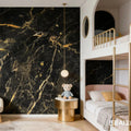 1 Piece Black Marble Patterned Wall Background Wall Stickers Oil and Dirt Resistant Furniture Renovation Self-adhesive Wallpaper