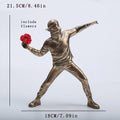 1 pc Resin Banksy Sculptures Flower Thrower Statue Bomber Home Decoration Desk Accessories Collectible Figurine Decorative Inter