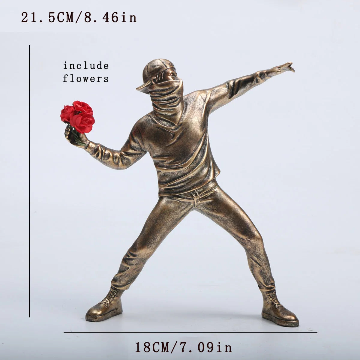 1 pc Resin Banksy Sculptures Flower Thrower Statue Bomber Home Decoration Desk Accessories Collectible Figurine Decorative Inter