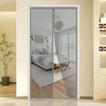 Grey Summer Magnetic Screen Door No-Drill Fiberglass Mesh Mosquito-Proof Breathable Decorative Home Screen Door Curtain
