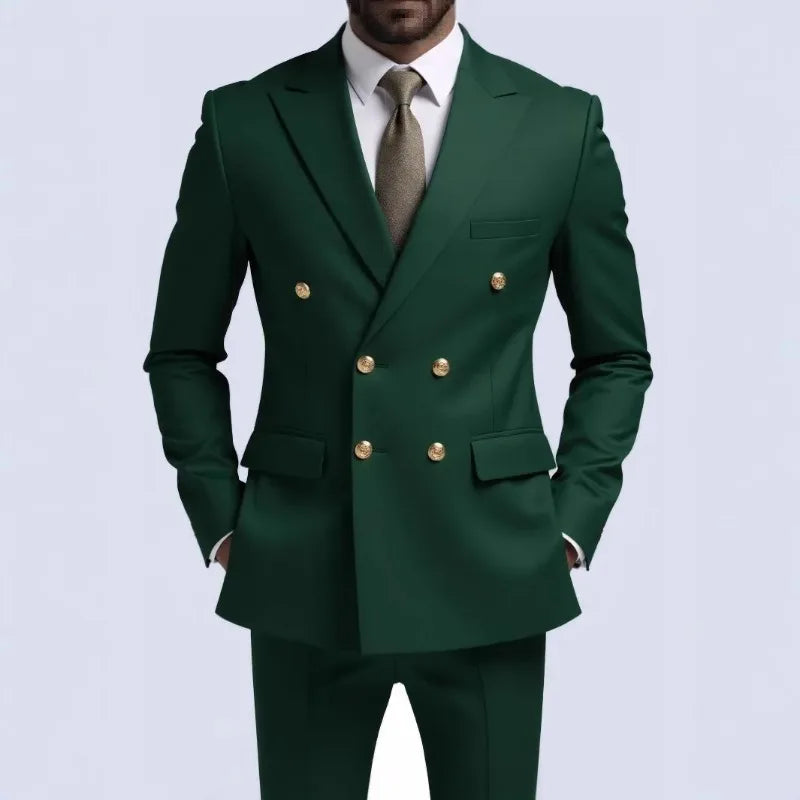 Men's Fashionable Gentleman Double-breasted Solid-color Banquet Host Casual Wedding Suit wedding suits for men mens suits