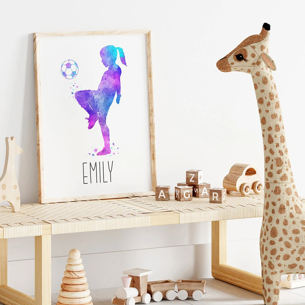 Personalized Soccer Poster Custom Name Soccer Gifts Football Poster Room Decor Personalized Gift For Kids Soccer Wall Art