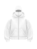 2024 New Men's Double Hat Mask Zipper Jacket Winter Windproof Hooded Sportswear Gothic Style Harajuku Loose Coat Outdoor Hiking