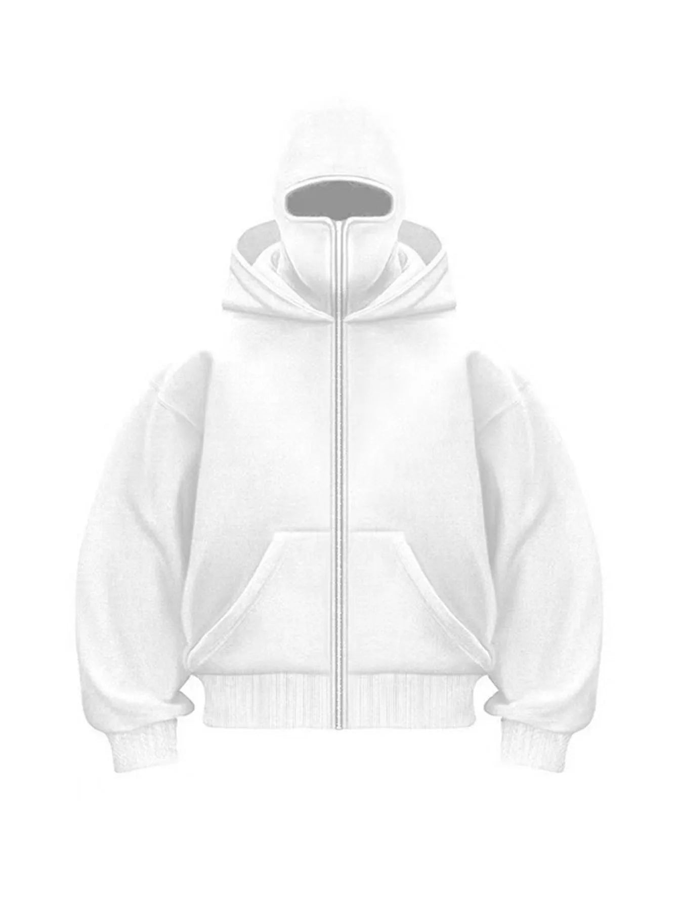 2024 New Men's Double Hat Mask Zipper Jacket Winter Windproof Hooded Sportswear Gothic Style Harajuku Loose Coat Outdoor Hiking