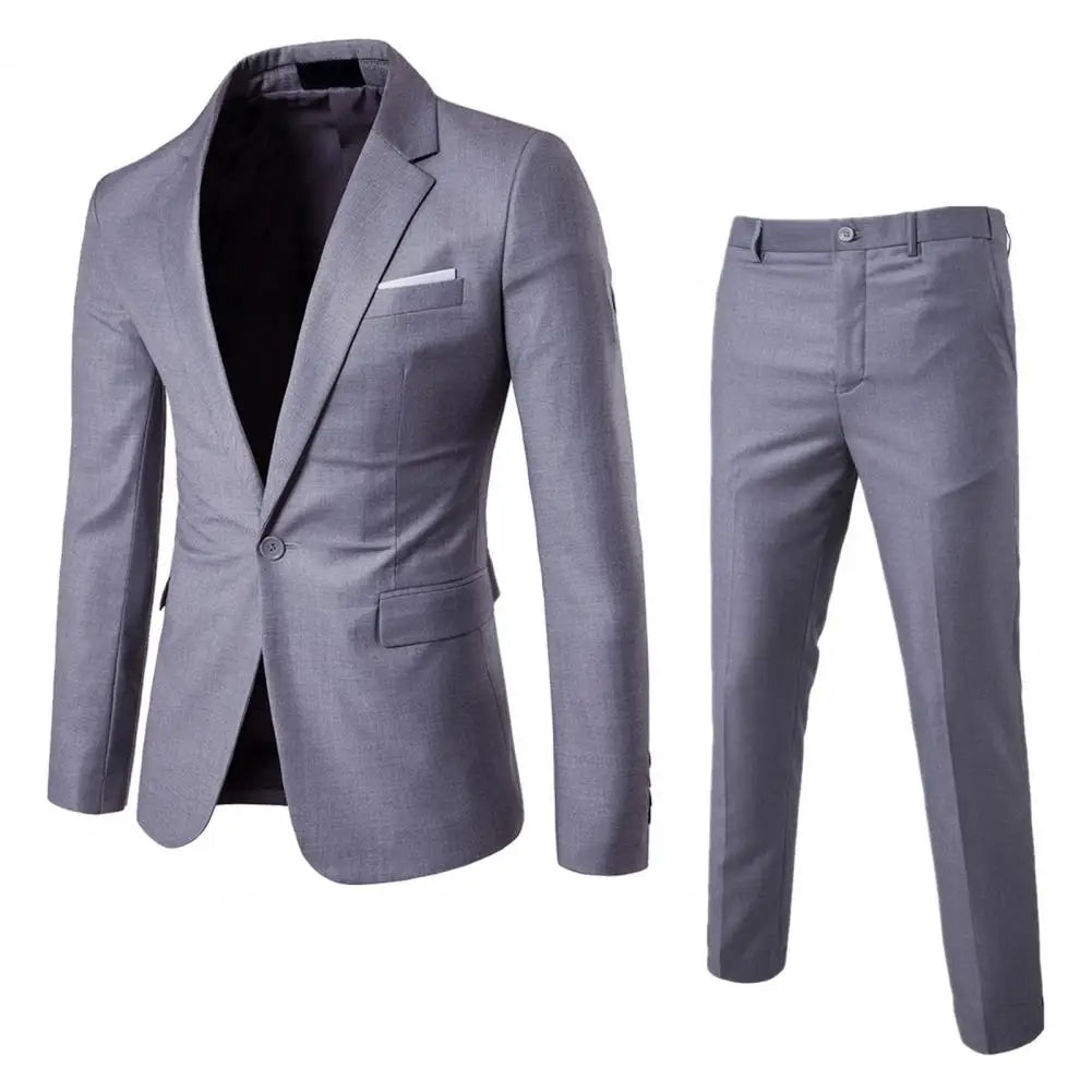 2026 2 Pieces Men Business Blazer Suit Pants Set Men's Casual Boutique Business Dress Wedding Groom Suit Coat Blazers Trousers