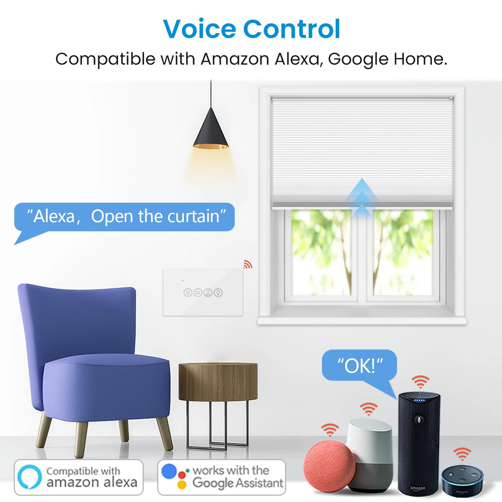 Tuya ZigBee Curtain Roller Shutter Switch With Additional Light Smart Life App Remote Contro Work With Home Assistant Alexa