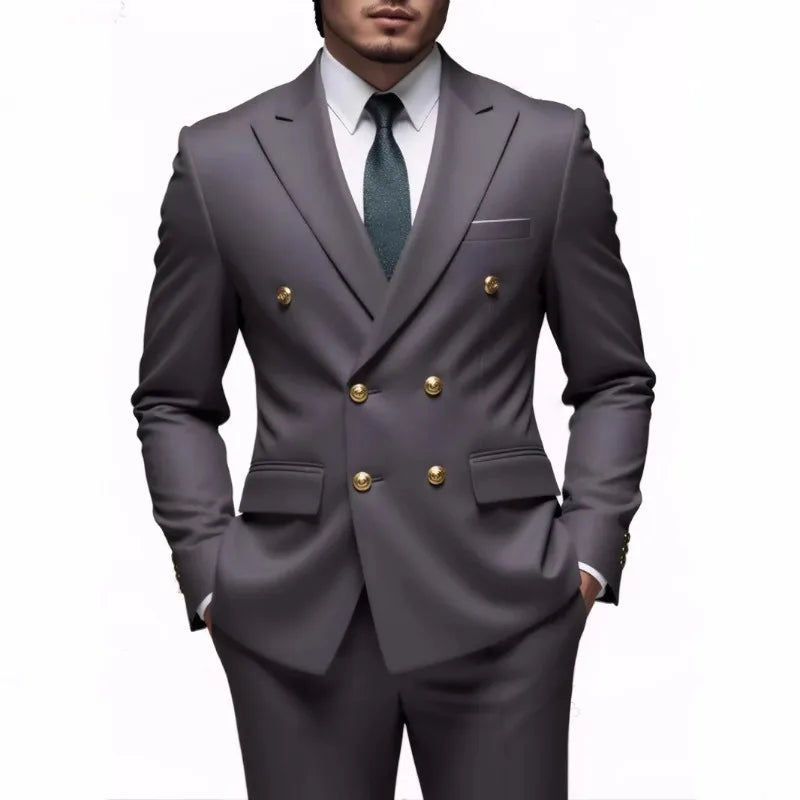 Men's Fashionable Gentleman Double-breasted Solid-color Banquet Host Casual Wedding Suit wedding suits for men mens suits