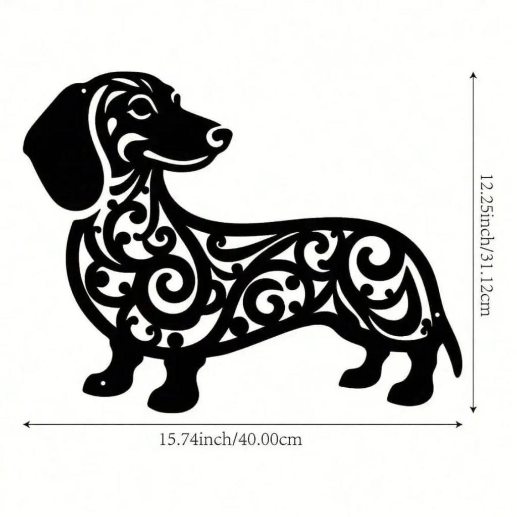 Charming Dachshund Metal Wall Art - Durable Rust-Resistant Decor for Outdoor Spaces & Home Sweet Home