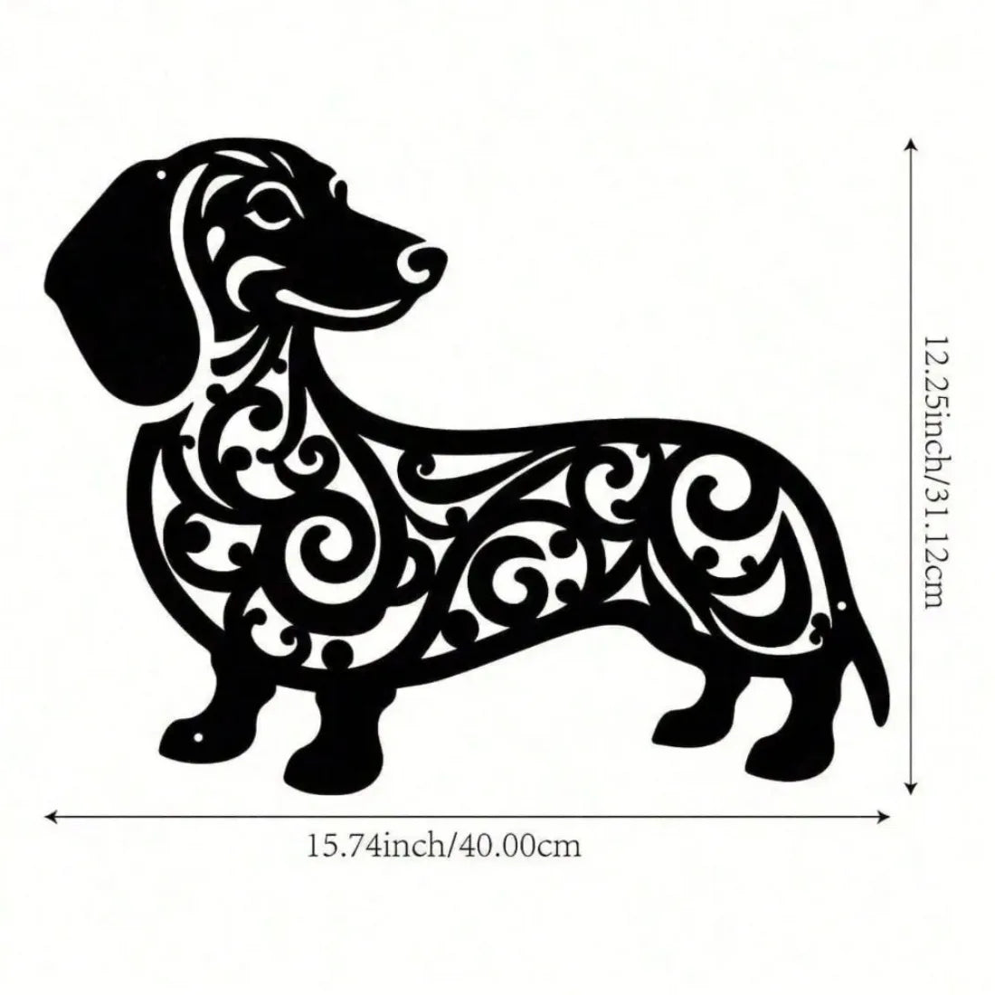 Charming Dachshund Metal Wall Art - Durable Rust-Resistant Decor for Outdoor Spaces & Home Sweet Home