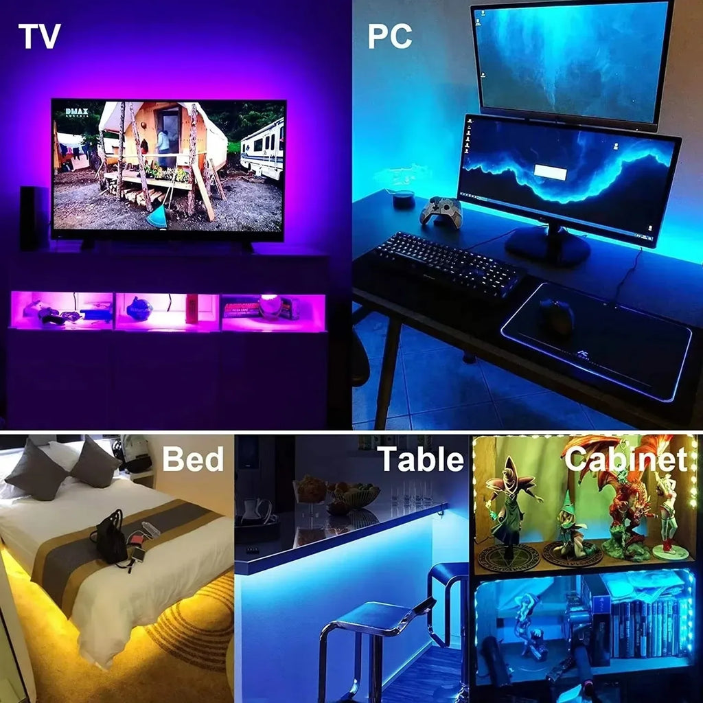 Rgb Usb Led Strips Light 5Volt 1-30M Festoon Led Light Bluetooth Remote Control Led Light Bedroom Room Ice Ribbon String Tape
