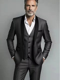 Black White Men Autumn Wedding Party Three Pieces Set Large Size Male Blazer Coat Pants and Vest Fashion Slim Fit Suit