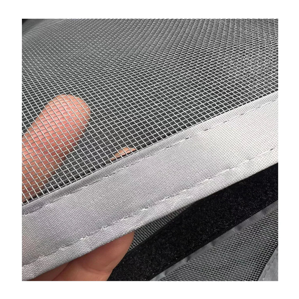 Grey Summer Magnetic Screen Door No-Drill Fiberglass Mesh Mosquito-Proof Breathable Decorative Home Screen Door Curtain