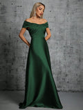 Mgiacy Line neck irregular cross pleated satin gown ball dress Party dress bridesmaid dress