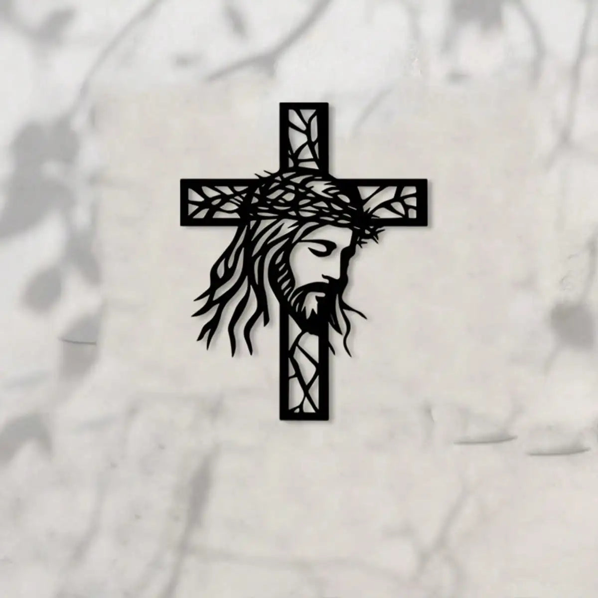 Iron Jesus Cross Wall Decor - Christian Metal Cross Statue for Home Altar Prayer Room Gift