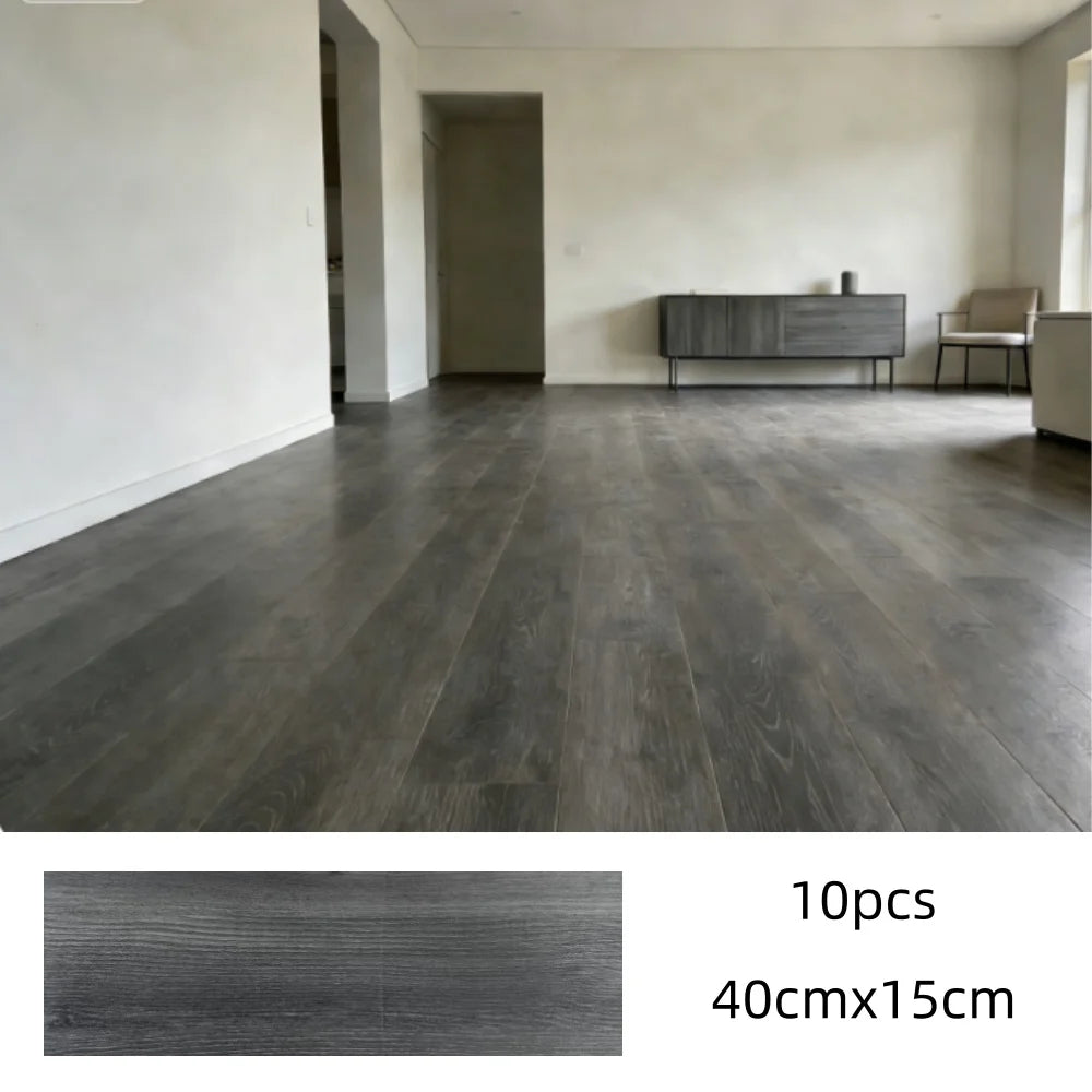 10 pcs 15x40cm wood grain PVC floor tiles, self-adhesive wear-resistant flooring, suitable for bedroom and home decoration