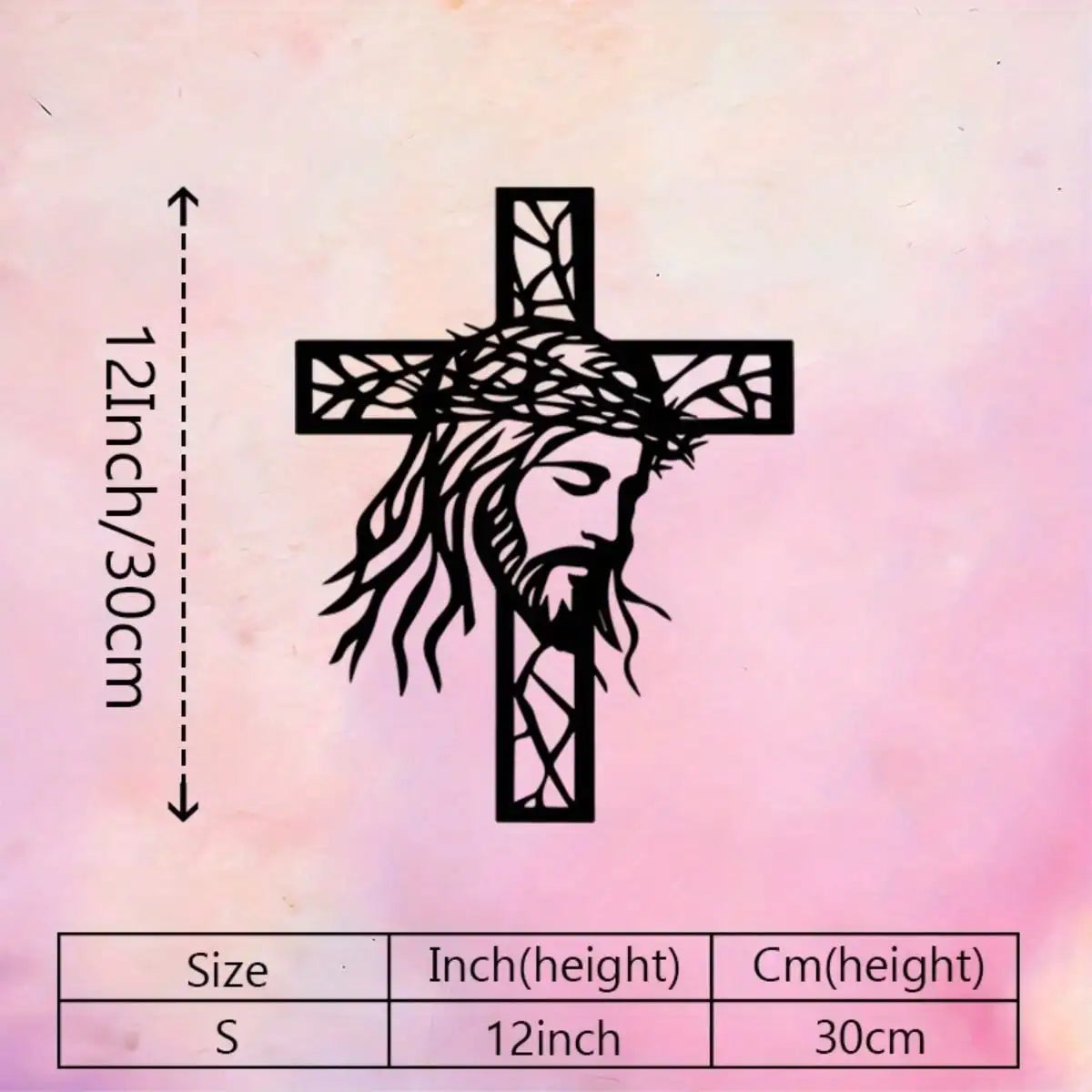Iron Jesus Cross Wall Decor - Christian Metal Cross Statue for Home Altar Prayer Room Gift