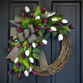 Spring Tulip Wreath, Door Hanging Decoration, Home Decoration Pendant, Festival Party Decoration Simulation Flower