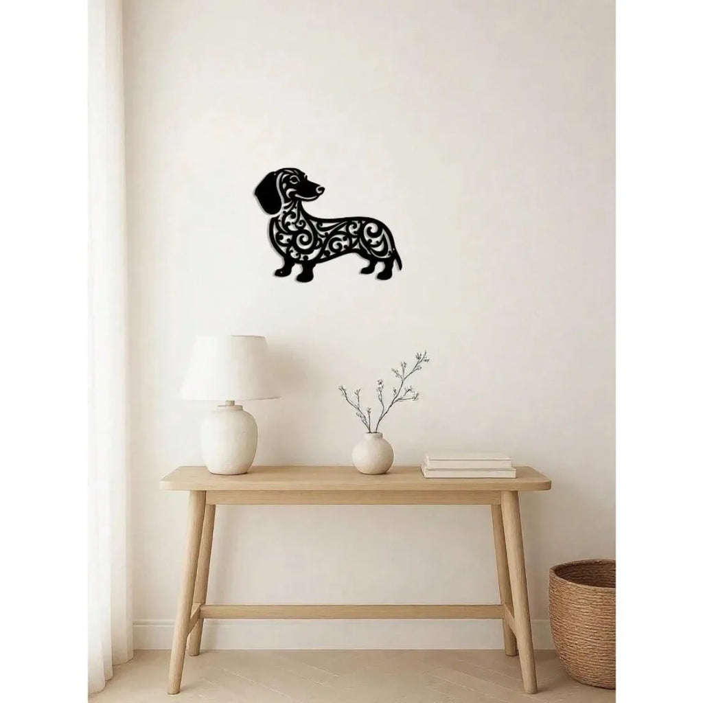 Charming Dachshund Metal Wall Art - Durable Rust-Resistant Decor for Outdoor Spaces & Home Sweet Home
