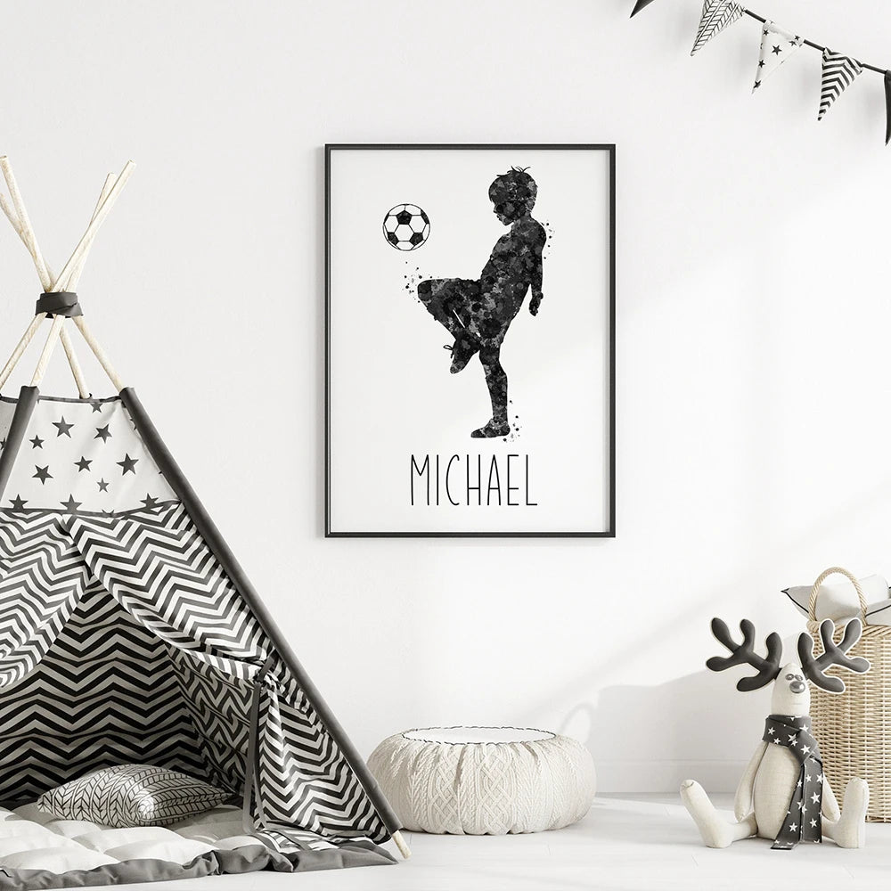 Personalized Soccer Poster Custom Name Soccer Gifts Football Poster Room Decor Personalized Gift For Kids Soccer Wall Art