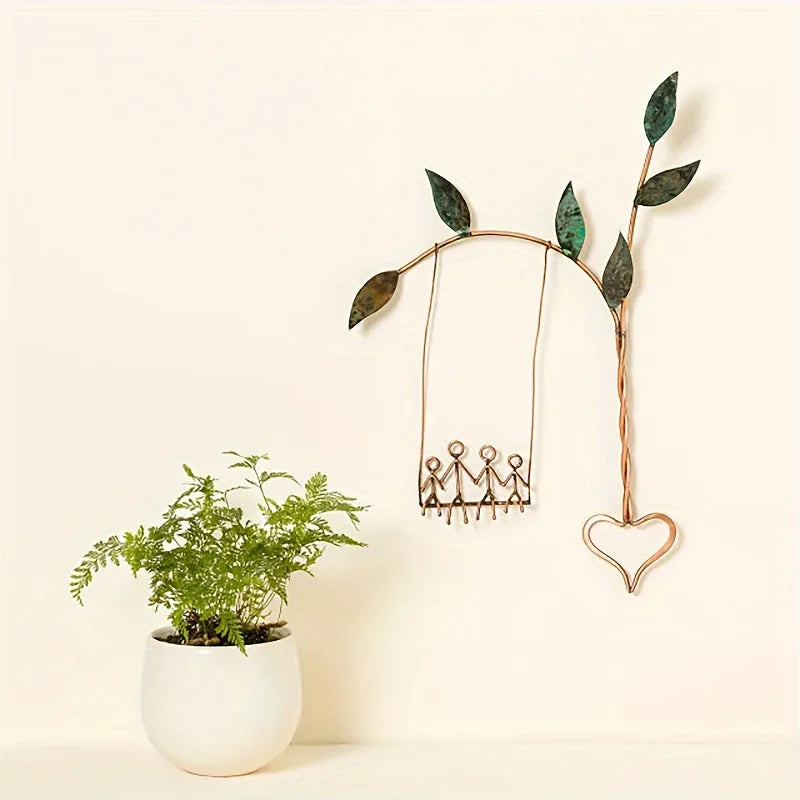 Metal Wall Art Family Love Sign, Mother's Day Gift for Mom, Laser-Cut Home Decor Housewarming Gift, Rustic Metal Hanging Decor
