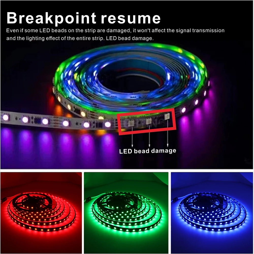 WS2818 Led Lights DC12V WS2818 RGB Led Strip Light Individually Addressable Smart WS2811 Pixels Magic Light Black PCB IP65 Strip
