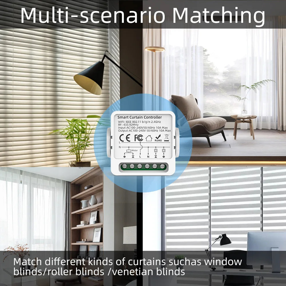 Tuya Smart WiFi Curtain Switch Blind Rolling Shutter RF433MHz Remote Control For Smart Life App Support Google Home Alexa