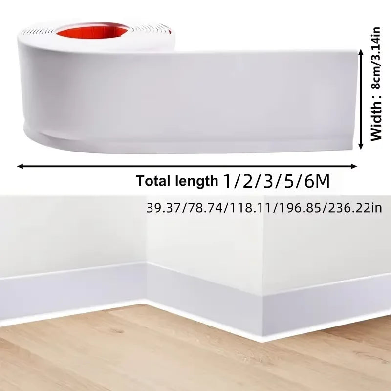 1PC 1/2/3/5/6M Self-adhesive Rubber Skirting Board Waterproof Wall Sticker Edge Closing Strips Living Room Baseboard Decor