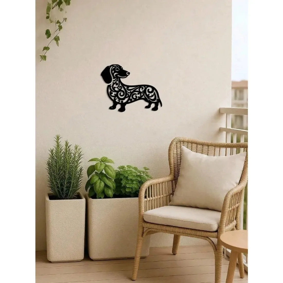Charming Dachshund Metal Wall Art - Durable Rust-Resistant Decor for Outdoor Spaces & Home Sweet Home