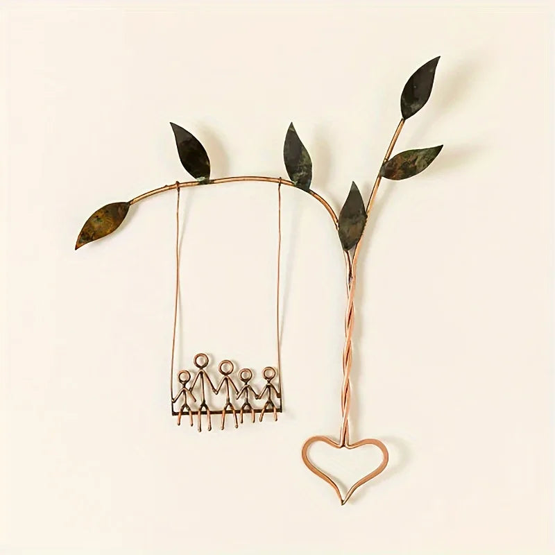 Metal Wall Art Family Love Sign, Mother's Day Gift for Mom, Laser-Cut Home Decor Housewarming Gift, Rustic Metal Hanging Decor