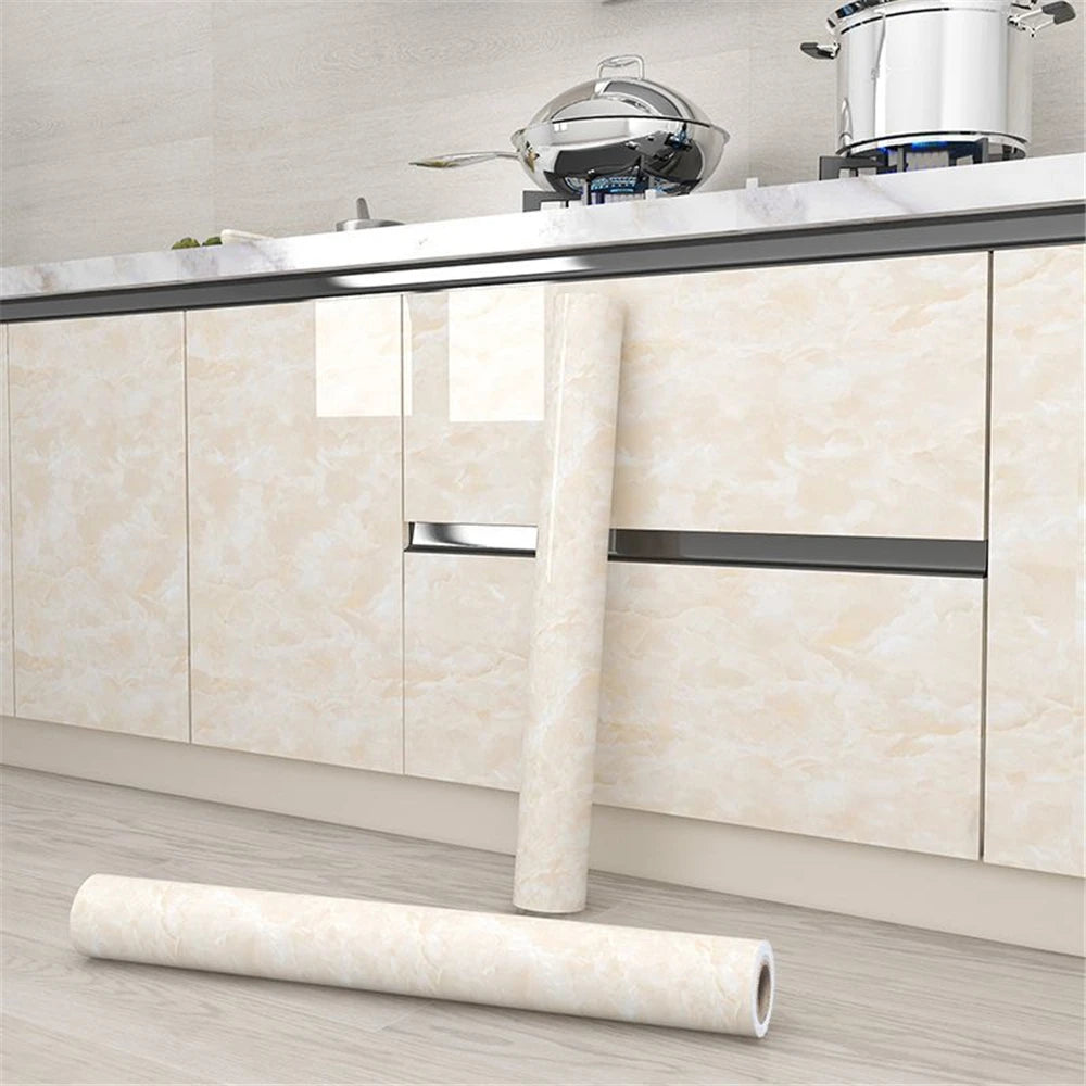 Pvc Marble Kitchen Oil-Proof Film Stove Waterproof Self-Adhesive Wallpaper Countertop Cabinet Renovation Tile Wall Stickers